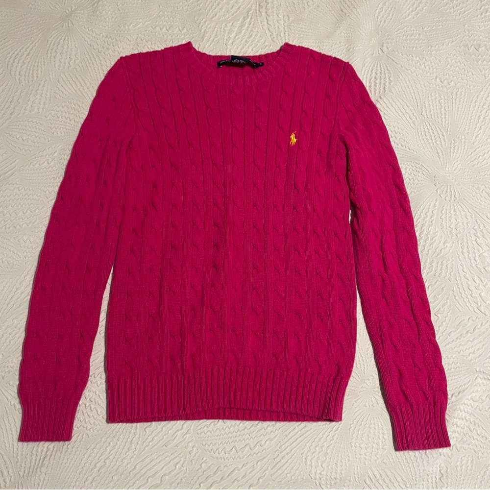 Ralph Lauren Hot Pink Cable Knit Sweater